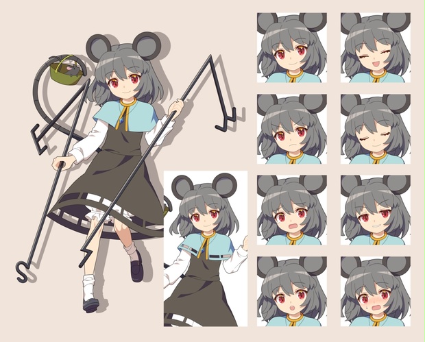 東方project イラスト 色紙 ナズーリン 偽ナズ等 4枚セット