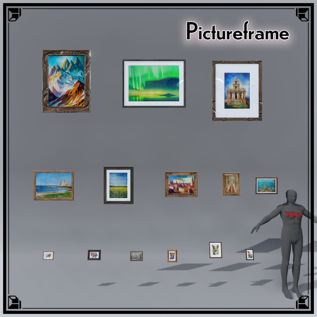 【VRChat想定】額縁付き絵画(14点)