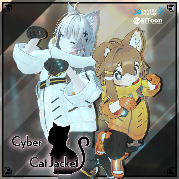 サイバーキャットジャケット【11アバター対応・VRChat向け3Dモデル】