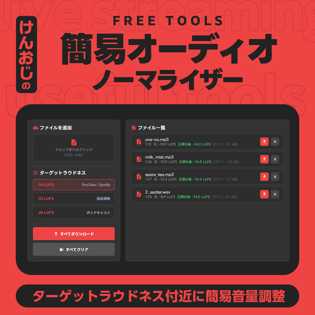 【基本フリー】簡易オーディオノーマライザー