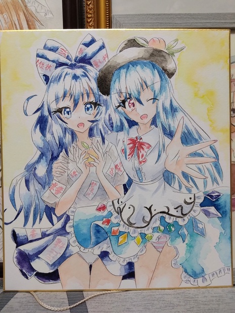 比那名居天子　色紙　依神紫苑　東方プロジェクト　屏風　ネロパソ コミケ 色紙】比那名居天子×依神紫苑【てんしおん】 - hazaculagraeca - BOOTH