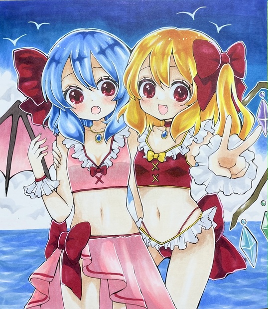 東方　レミリア スカーレット　ピンズ ピンバッチ 東方Project フラン ＆ レミリア ピンバッジ 2種類セット 新品