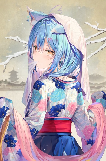 雪花ラミィB2タペストリー 受注生産 受注生産 お正月衣装ラミィB2タペストリー - Booth.pm from