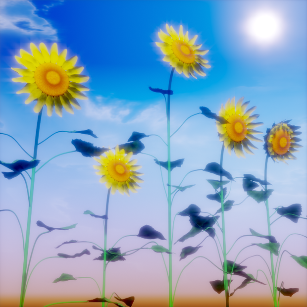 ひまわりの3Dモデル50個[unity,blender用]