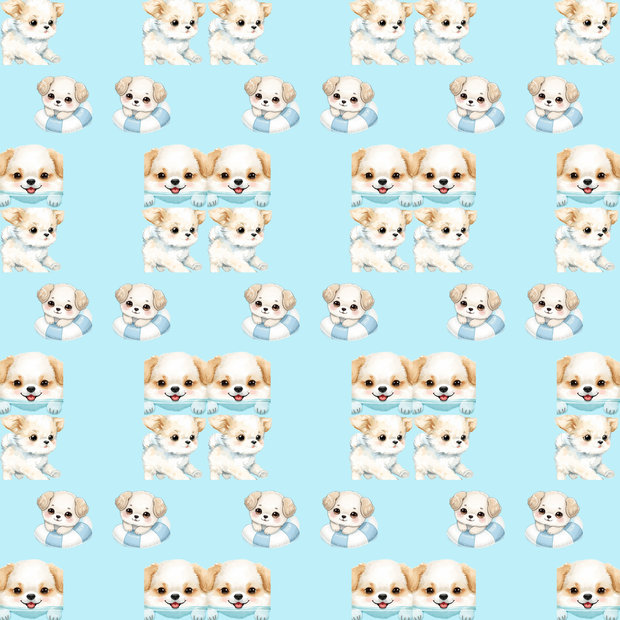    ふわふわ夏の犬｜水彩イラスト素材