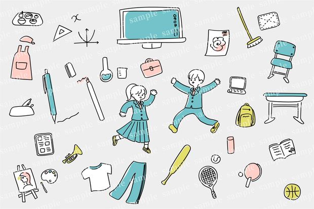 中学生　高校生　学校　用品　落書き　セット