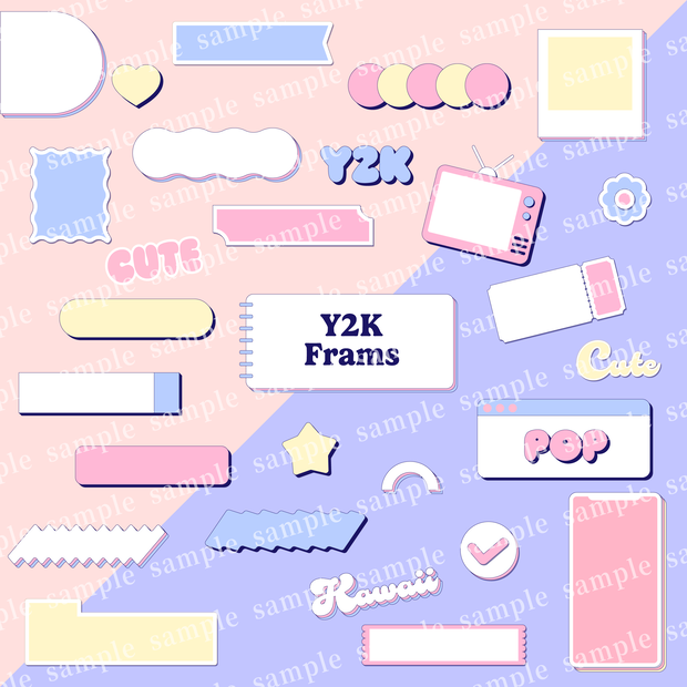 Y2K風のポップでかわいいフレームとあしらいセット