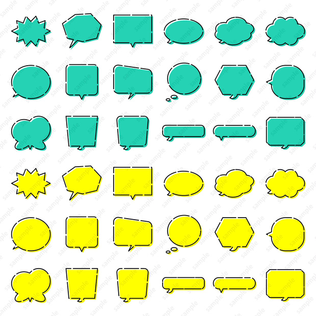 【PNG・ai形式】シンプルな吹き出しイラスト素材セット