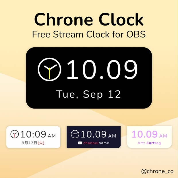 Chrone Clock Youtube , Twitch , OBS Clock クロック chroneco BOOTH