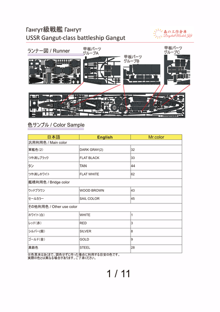 1/700 USSR Gangut Instructions / ガングート級説明書