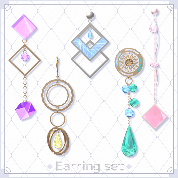 【VRChat想定】ピアス10種セット【3Dアクセサリー】