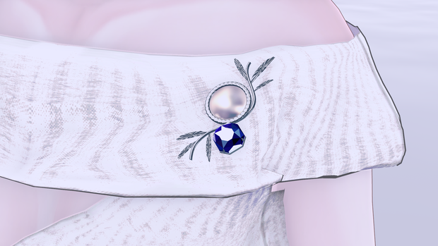 【無料】パールとサファイアのブローチ【VRChat想定】