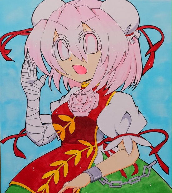 *フェア当選品*琥狗ハヤテ【御伽 おとぎ】*直筆イラスト＆直筆サイン色紙 東方 直筆 イラスト 色紙 茨木華扇 手描き