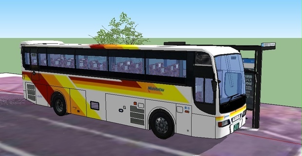 西鉄夜行バス　92MC　はかた号　ムーンライト色　sketchup