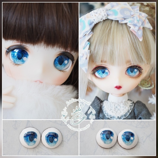 16.5mm/11-10mm ブルーグラデーション アニメ風水彩タイプ 七宝