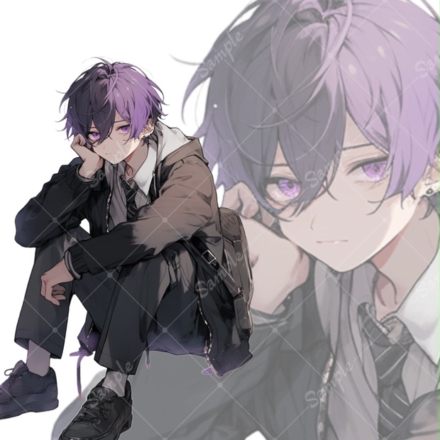 立ち絵素材59 紫髪 学生 - いろはす - BOOTH