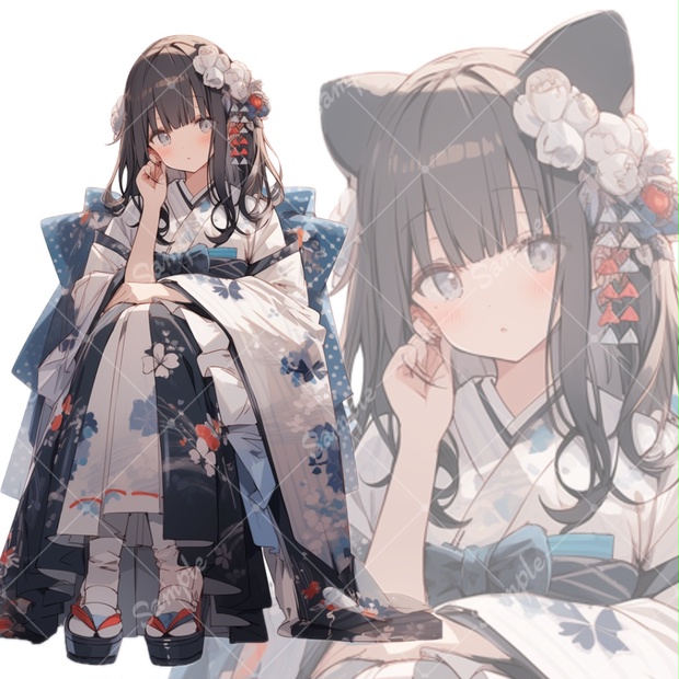 立ち絵素材87 和装 女の子2 猫耳 - いろはす - BOOTH