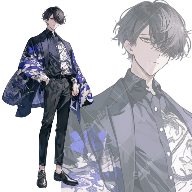 立ち絵素材138 和柄シャツ 男