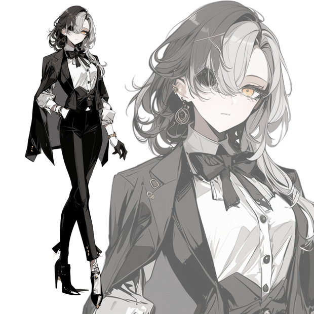 立ち絵素材228 スーツ 眼帯 女