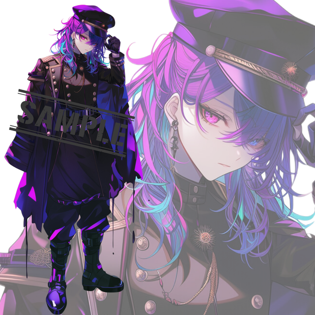 立ち絵素材235 紫髪 軍服