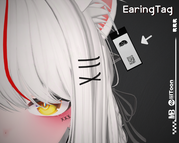 【VRCアクセ】 Earing Tag｜タグ風ピアス