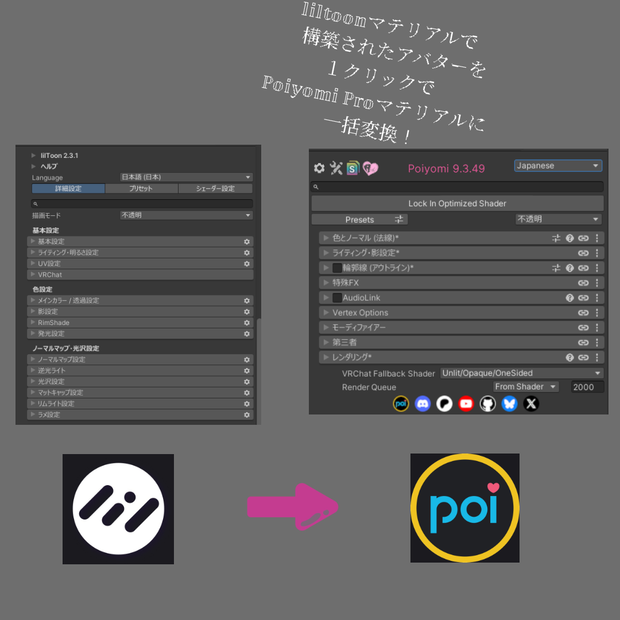 🎨 liltoon → Poiyomi Pro 一括変換ツール