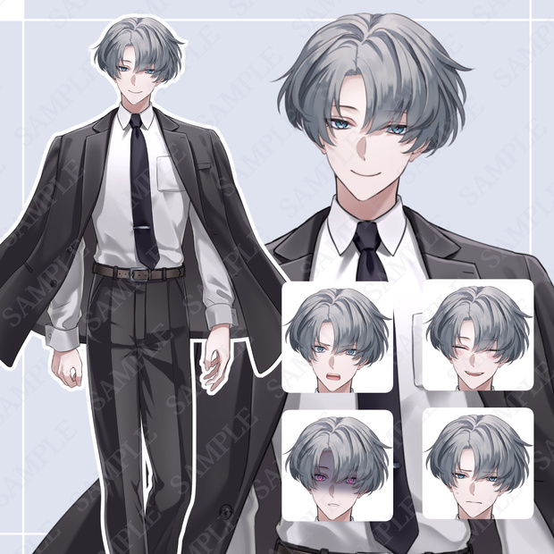 【立ち絵素材】スーツの青年【表情14種】