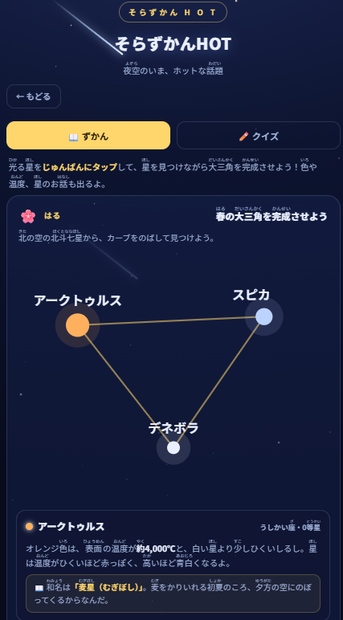 そらずかんHOT｜流れ星と星の学習アプリ 自由研究キット【小学生・ふりがな付】