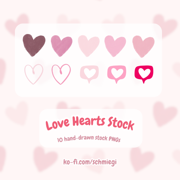 Hand-drawn Love Heart PNG Decorations