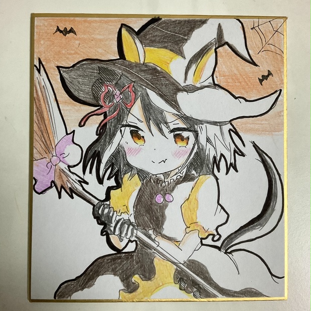 ウマ娘　キタサンブラック　ハロウィン　手描きイラスト色紙