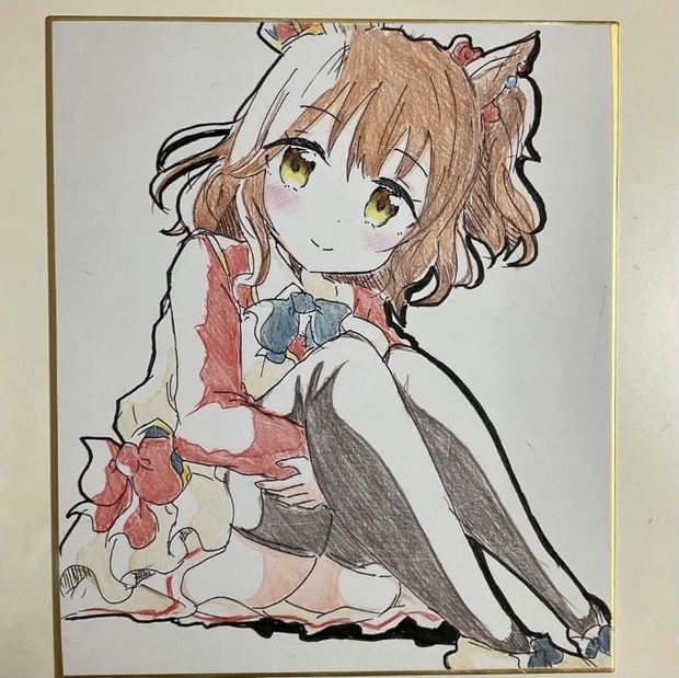 ウマ娘 アストンマーチャン 手描きイラスト色紙 中サイズ - りゅ