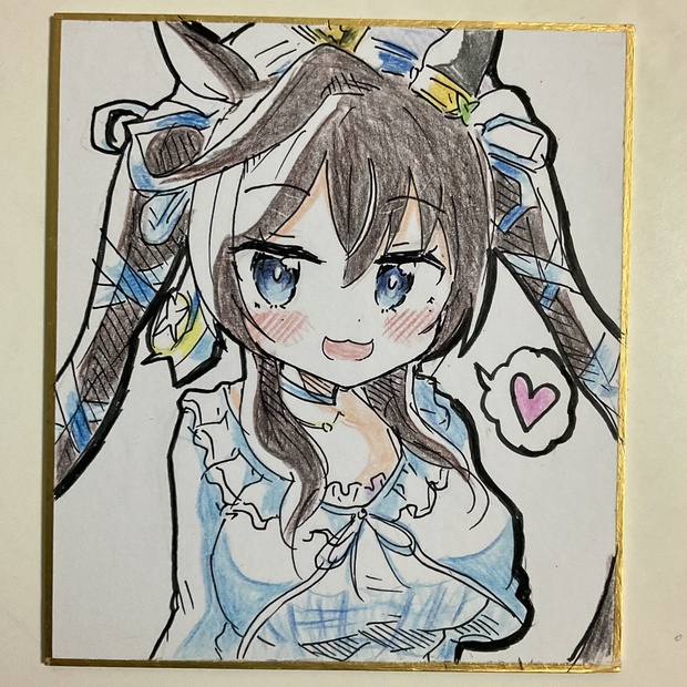 ウマ娘 ヴィブロス 手描きイラスト色紙 - りゅーしょっぷ - BOOTH