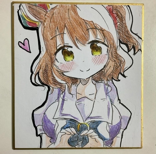 ウマ娘 アストンマーチャン 手描きイラスト色紙 - りゅーしょっ