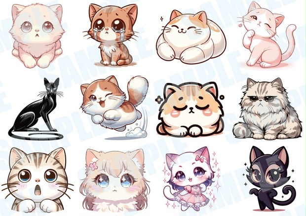 【商用利用可！】ねこイラスト１２点セット①