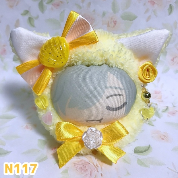 ぬい おまんじゅう ヘッドドレス ハンドメイド 黄色 イエロー 猫耳