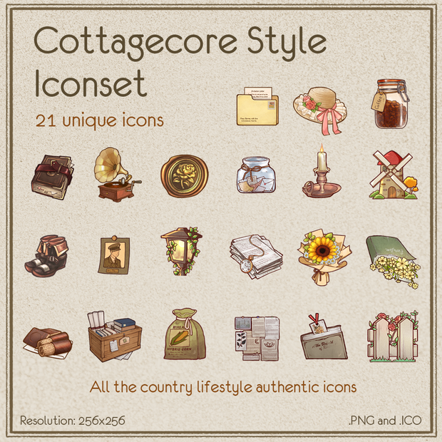 Cottagecore  Iconset | Desktop/ Phone icons | Window, Android 