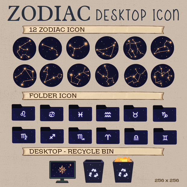 Zodiac ICON | Desktop Icons | Sticker | Material