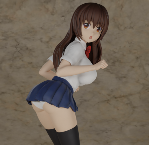 Naughty Anime Schoolgirl Figure STL 3D printing