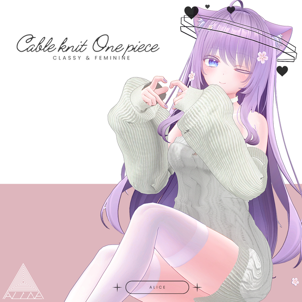 【VRChat向け】オフショルケーブルニットワンピース【萌向け衣装】