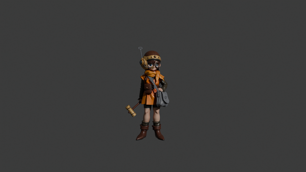 クロノトリガー　ルッカ　Lucca Character 3D Model | Chrono Trigger Inspired | Inventor Girl with Gun | FBX