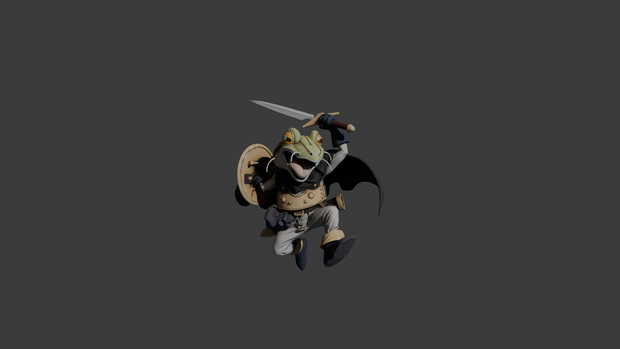 クロノトリガー　かえる（勇者）　Frog Knight Character 3D Model | Chrono Trigger Inspired | Heroic Warrior | FBX