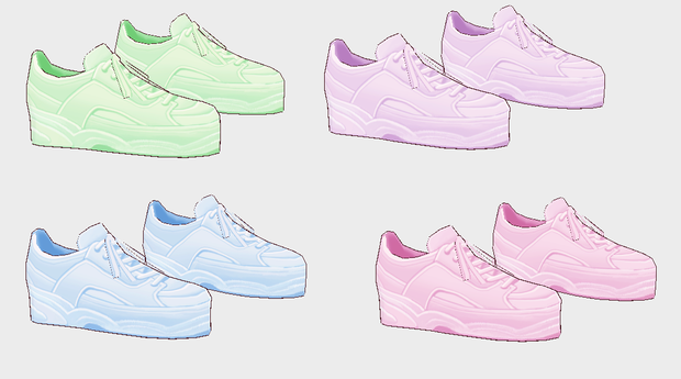 shoes sneakers vroid 4 colors pastel ♛ 