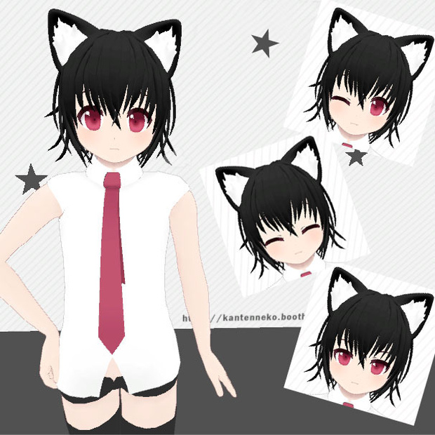 【メンテ中】  VRC用 オリジナル3Dモデル  黒猫「くろね」 （VRchat, unity用） 素体入り