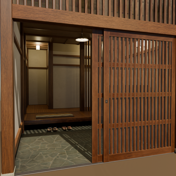 【昭和レトロ】玄関＋８畳間(FBX / Blender)