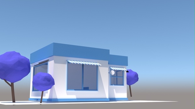 かわいい カフェの 建物 (Cute cafe building)