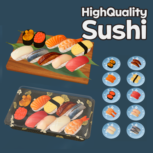 HighQuality Sushi Selection (21 Prefabs)