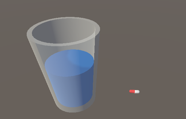 カプセル剤とグラス　capsule and glass
