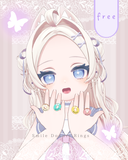 【無料/free】Smile Donuts Ring！【ぽわり専用】【3D小物】