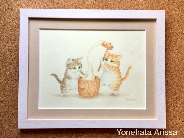 原画作品「餅つきする猫」 - よねありのお絵描き屋さん - BOOTH