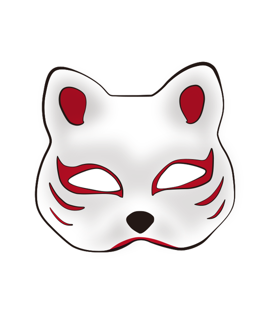 【フリー素材】狐のお面 ハーフ 白 PNG 背景透明